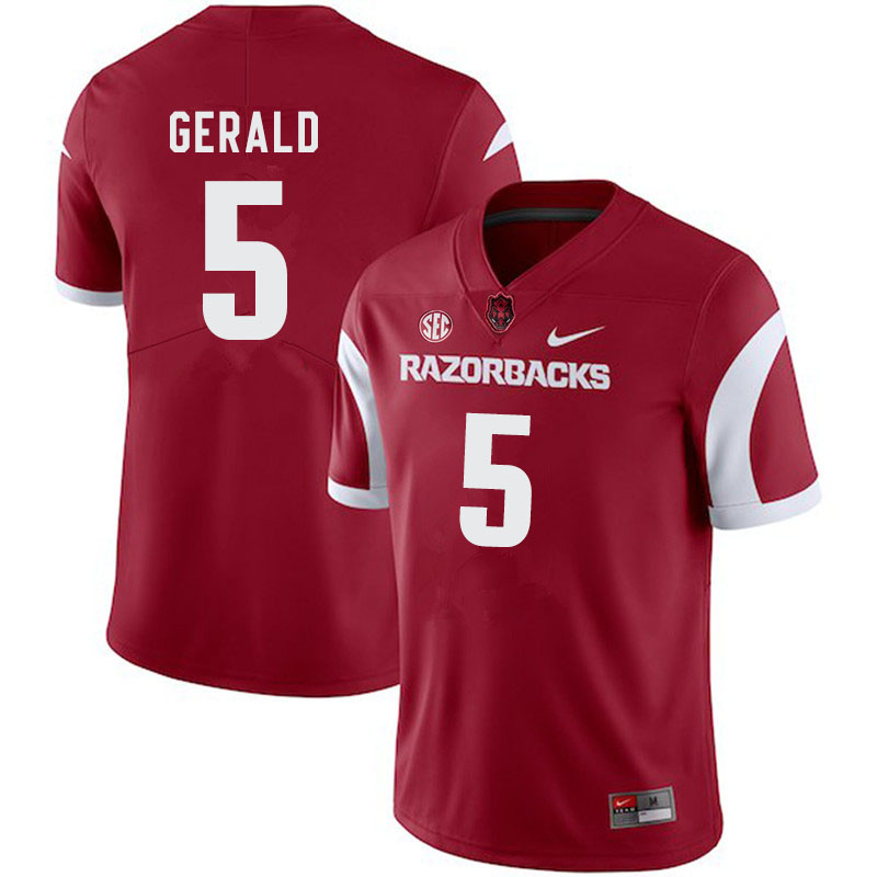 Men #5 Dorian Gerald Arkansas Razorbacks College Football Jerseys-Cardinal